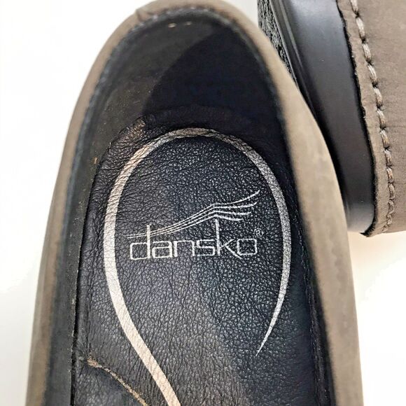 Dansko Tenley Gray Belted Slip-On Heels Women's 39 Nappa Leather Comfort Shoes - Picture 11 of 12